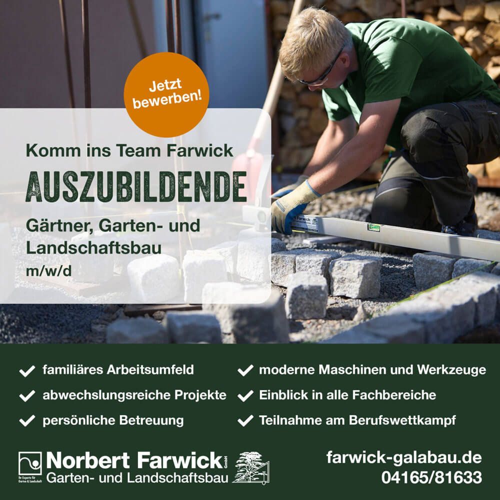 Stellenanzeige Ausbildung bei Farwick Gärrtner/in und Garten- und Landschaftsbau
